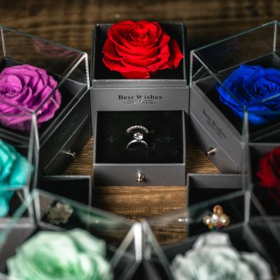 China Wholesale High Quality Eternal Box Valentine Day Gift For Girlfriend of Rose Preserved Flowers With Natural Touch Jewelry for sale