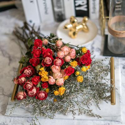 China Free sample high quality cheap colorful dry plant supply beautiful dry flower rose flower preserved flower for wedding decoration for sale