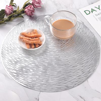 China Wholesale Washable Silver Canvas Office Decoration Table Mat Place Wedding Round Stocked Custom Place Mat for sale