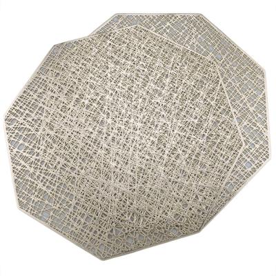 China Stocked 2022 Custom European Style Coffee Printing Shape Octagonal Place Mats Rugs For Dining Table Luxury for sale