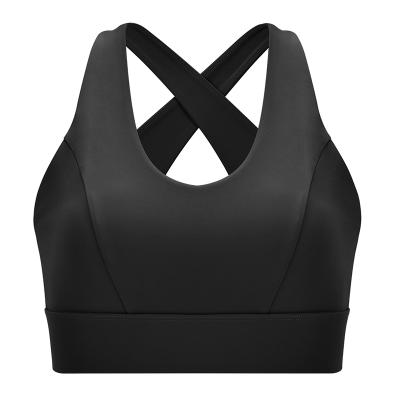 China Breathable Sporty Nylon Spandex Top Cross Crop Top Sportswear Sports Crop Top Yoga Padded Bra For Women for sale