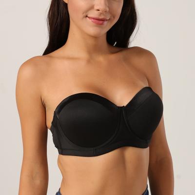 China High Quality Full Cup D Cup Bra Big Cup Size Solid Bra Plus Underwire Push Up Strapless Bra for sale