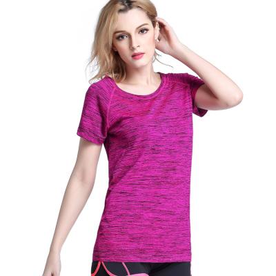 China Women Casual Short Sleeve Loose Gym Tops Yoga T-shirts Sportswear Workout Running Tee Shirt for sale