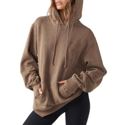 China Solid Color Breathable Breathable Custom Fit Hoodie Long Sleeve Sweatshirt For Women Outdoor Sports With Pocket Fleece Hoodies for sale