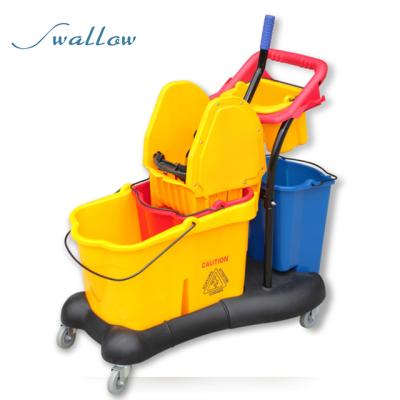 China Double Barrel Water Squeezer Sustainable Squeezer Low Press Cleaning Trolley for sale