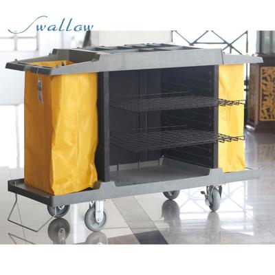 China High Quality PP Engineering Plastic Shopping Swallow Household Trolley -3 Large Shelves - Commercial Rolling Doorman Caddy With Vinyl Bag for sale