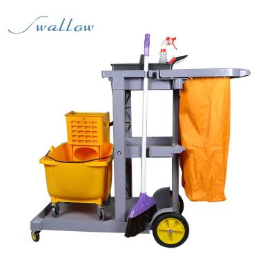 China PP China Microfiber Doorman Plastic Cleaning Utility Cart Carts Doorman Cart - Swallow for sale