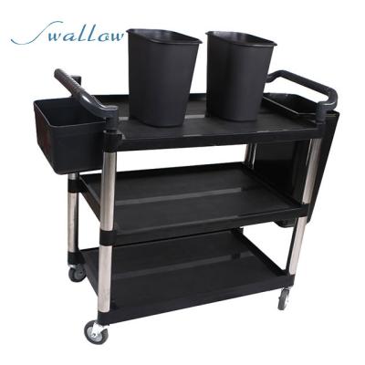 China Restaurant Closing Assembly Three Layer Multifunctional Dining Car Serving Trolley Trolley, PP Plastic Dining Car Serving Trolley for sale