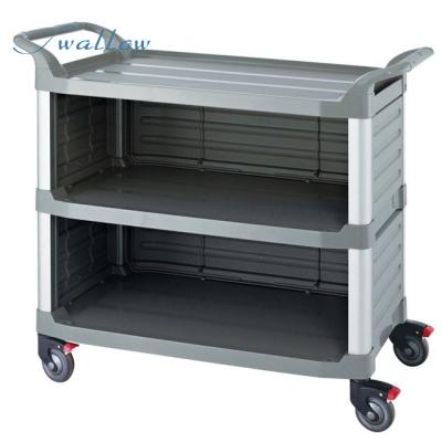 China PP Supply Hotel Room Service Cart , Plastic Tray Trolley With 3 Shelves | Swallow for sale