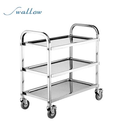 China For Service 3 Tier Stainless Steel Hotel Restaurant Food Service Cleaning Cart for sale