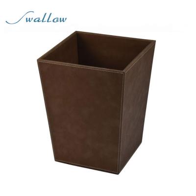 China China Rectangle Double Layer Sustainable Leather Waste Bin - China Garbage Bin And Trash Can Price for sale