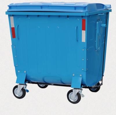 China Sustainable 1100 Liter Hot Dip Galvanizing Wheelie Bin for sale