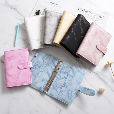 China A6 Loose Leaf Faux Leather Croc PU Marble Macaron 6 Rings Envelope Cash Budget Planner Plastic Binder for sale