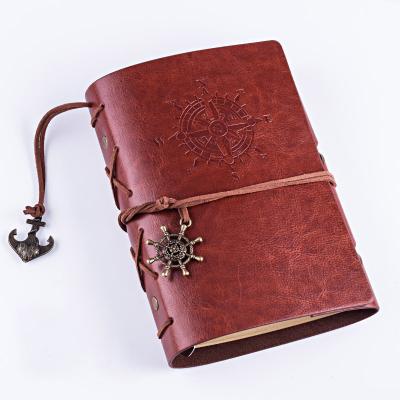 China Custom Hardcover A5 A6 Faux Leather Cover Vintage Traveler's Notebook Loose Leaf Journal with 6 Ring Binder for sale