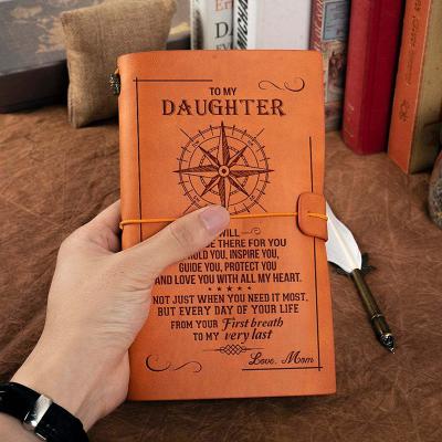 China Real Factory A5 Planner OEM Dad Daughter Vintage Leather Hardcover Journal for sale