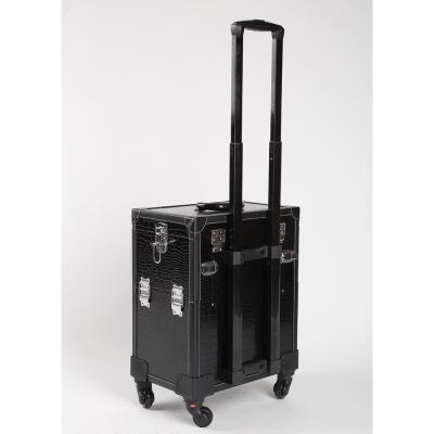 China Trendy Fashion Aluminum Trolley Makeup Case All Kinds Of Cosmetics Holder Customized Logos Aluminum And PU Leather,Portable TOPPOINT PU for sale