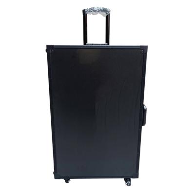 China Fashionable aluminum trolley display case with aluminum wheels and ABS panel black aluminum frame fashionable or as requested portable for sale