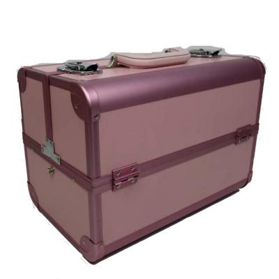 China Funky Aluminum Cosmetic Case Portable Makeup Boxes With Movable Partition for sale