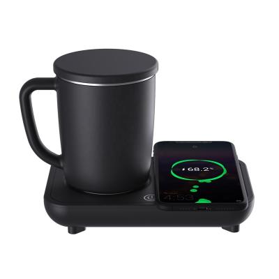 China Wireless Charging Heating and Cooling Plastic Qi TYPE-C 15W Wireless Charger, 45W Cup PP Food Grade Morden Cup Thermostat Coaster; GUA for sale