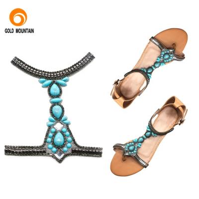 China Shoe upper factory sale fashion sandal crystal rhinestone jeweled shoe upper for sale