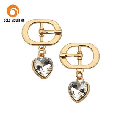 China New Buckle Mountain Pendent Design Golden Sandal Decorative Shoe For Lady With Glass Pendent for sale