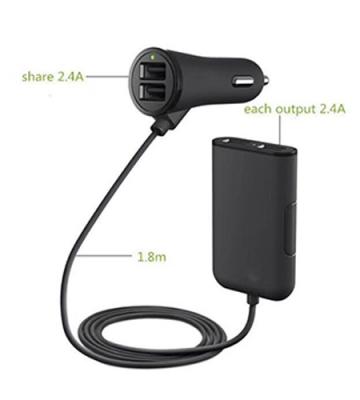 China Mobile Phone CE ROHS Approved Fast Charging QC 3.0 5V 8A 4 Ports Usb Car Charger With Cable for sale