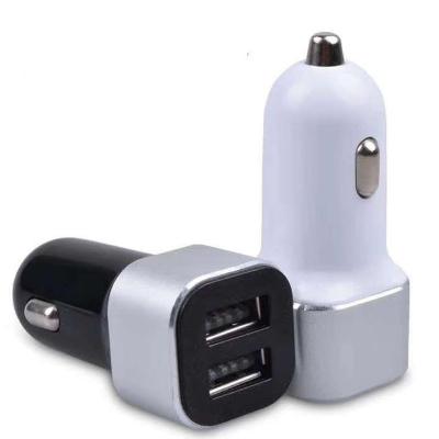 China Dual USB Car Charger 10W 2.1A Mobile Phone Aluminum Fast Charging Adapter for sale