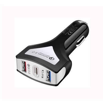 China Multifunctional Type-C 3 Ports 33w Cell Phone Mobile Phone Palladium Car Charger QC3.0 USB Adapter for sale