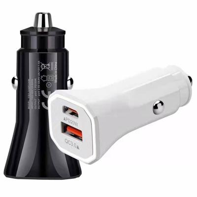 China Type-c Fast QC3.0 2 Ports Palladium Mobile Phone Charging Mobile Phone Car Charger 20w Portable Adapter for sale