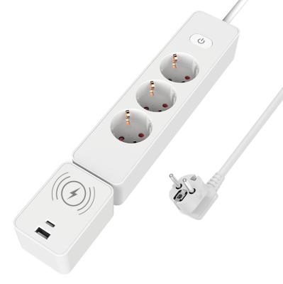 China With 1.4m Cable New Design Schuko 3 Way Multi-plug With Wireless Charging Adapter for sale