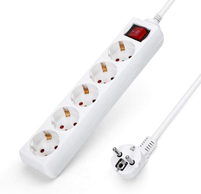 China Electric power outlet with 1.4m cable safe and durable 5 way schuko power strip with cable with switch for sale