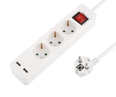 China With 5VDC 2.4A USB factory main product white plug with 3way switch power socket for sale