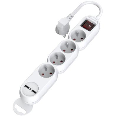 China With New French 4 Way 1.4m Cable And USB Design Plug 4 Way Detachable Power Strip With USB With Switch for sale