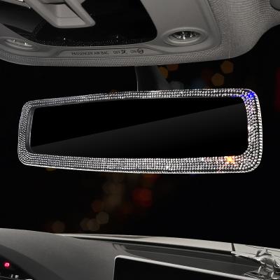 China Glass+ABS Clamping Bling Crystal Universal Wide Angle Rear Panoramic View Mirror Easy Installation Car Mirrors Interior Rear View Mirror for sale