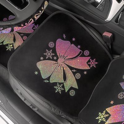 China Universal Auto Interior Sets Front Rear Seat Pads Cute Crystal Bling Car Seat Cover Cute Rhinestone Protector For Women for sale