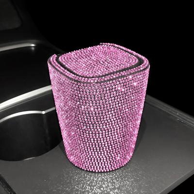 China Morden Bling Luxury Stainless Car Led Ashtray Light Car Auto Sparking Sparkle Women With Smoking Lid For Home Office for sale