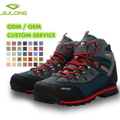 China Cushioning Wholesale Custom Hiking Shoes Leather Outdoor Hiking Boots High Tops Travel Hunting Boots Men Shoes for sale