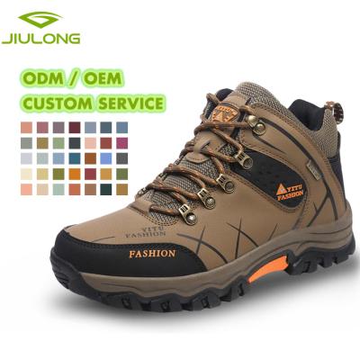 China Hiking boots waterproof 39-47 zapatos Al Aire libre leather hiking shoes mid waterproof plus size outdoor shoes hiking shoes for sale