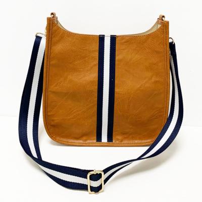 China New Fashion Trendy Vintage Vegan Vintage Messenger Bag Hobo Bag Leather Cross - Body Handbag With Stripe for sale