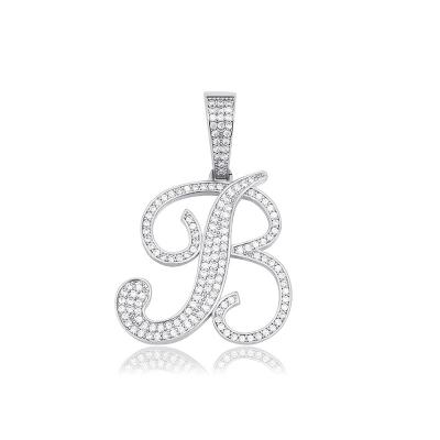 China Hiphop 2020 hotselling personalized hip hop letter bling pendant necklaces iced out alphabet cubic zirconia letter pendant necklace for sale