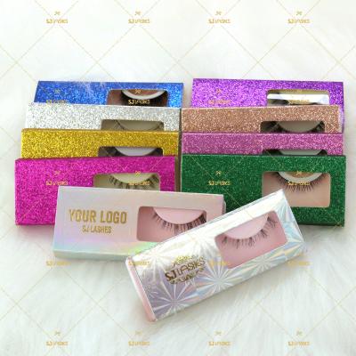 China Luxury Silver Lash Display Box For False Gold Purple Glitter Eyelash Packaging Cases Lash 1 Pair Storage Logo Wholesale Skylight Free for sale