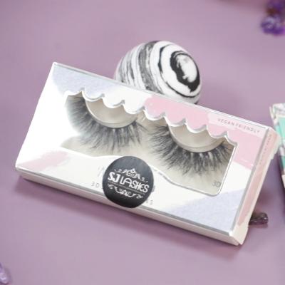 China Natural Soft Natural Jet Black 3D Mink Lashes Custom Logo for sale