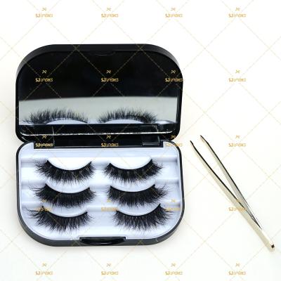 China Sensitive 3D Mink Fur Eyelashes Double Magnet Fake Eye Hard Ultra-thin Lashes for sale