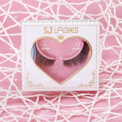 China Fully Strip Lashes Adjust Lash Box Display Storage Pink Tray For Strip Human Hair White Eyelashes Heart Shape Skylight Wholesale 100% Handmade for sale