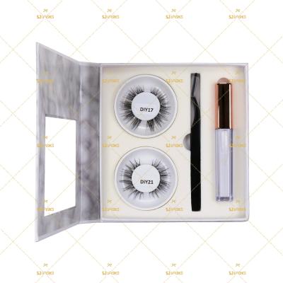 China Synthetic Fiber Marble Pattern Magnetic Box with Pre-Cut Segmented Licks and Applicator Lash Packaging Supplies Glue Eyelash DIY Home Vendor for sale