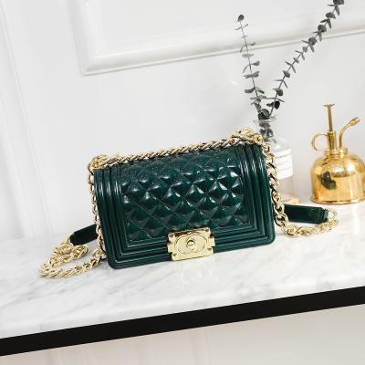 China Fashion 6701 fashionable ladies shoulder bag plain women handbag jelly bag chain jelly bags 2020 for sale