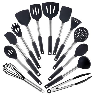 China Amazon Sustainable Silicone Top And Stainless Steel Kitchen Utensils for sale