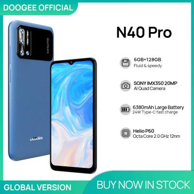 China Dual Pro Smartphone 6.5 Inch 20MP Quad Camera Helio P60 6GB+128GB SIM Card DOOGEE N40 Mobile Phone 6380mAh Battery 24W Fast Charging for sale