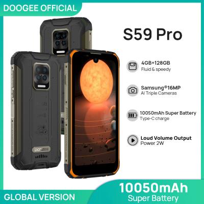 China DOOGEE S59 pro Smartphone 10050mAh Super Dual Battery IP68/IP69K 4+128GB NFC Phone 2W Volume Speaker Rugged Smart Loud Mobile Phones for sale