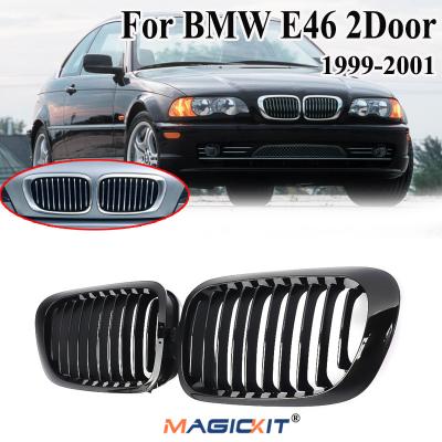 China ABS MagicKit 1Pair For BMW 1998-2001 E46 3-Series 2Door Gloss Black Front Kidney Grille Grill for sale